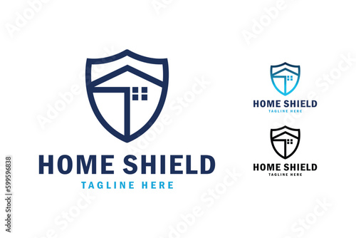 Home and shield logo. suitable for real estate logo, architecture, construction. Vector illustration, icon, logo design. simple design editable