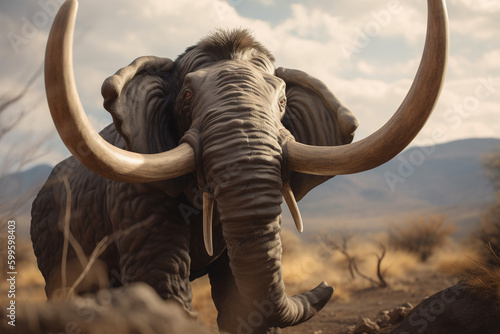 Illustration of an extinct animal called the Mastodon. Generative AI. 