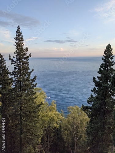 View on the mediterranean from the Hill in Taormina Sicily 