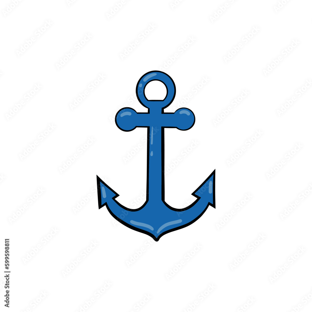 Ship anchor or boat anchor flat icon for apps and websites Hand drawn vector illustration Ship anchor or boat anchor flat icon for apps and websites Hand drawn vector illustration
