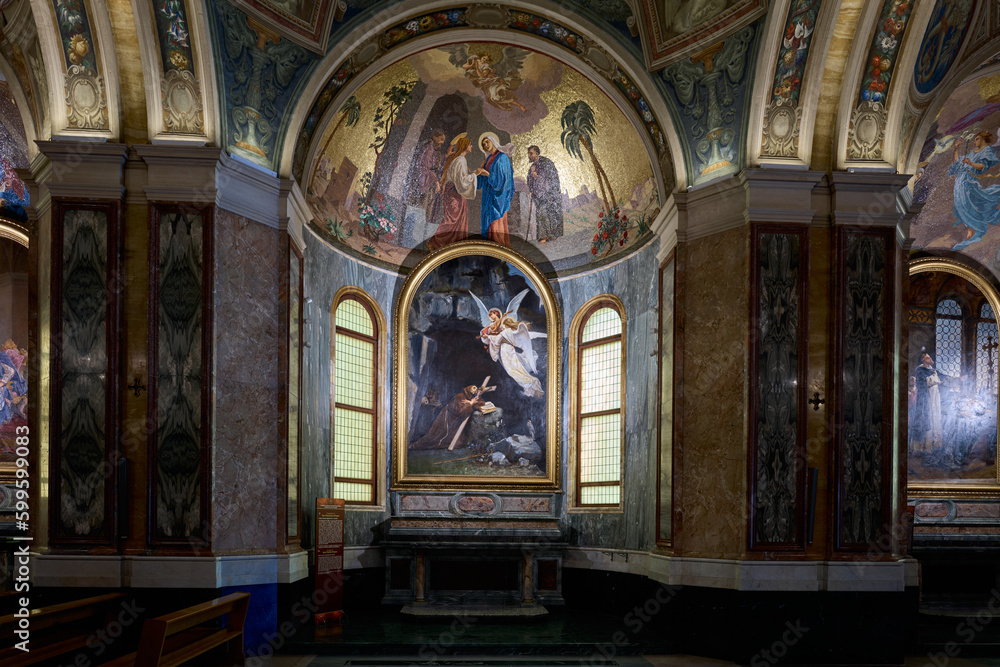 Santuario della Beata Vergine del Santo Rosario di Pompei (Shrine of the Virgin of the Rosary of Pompei) neoclassical styled church in Pompeii, Italy	