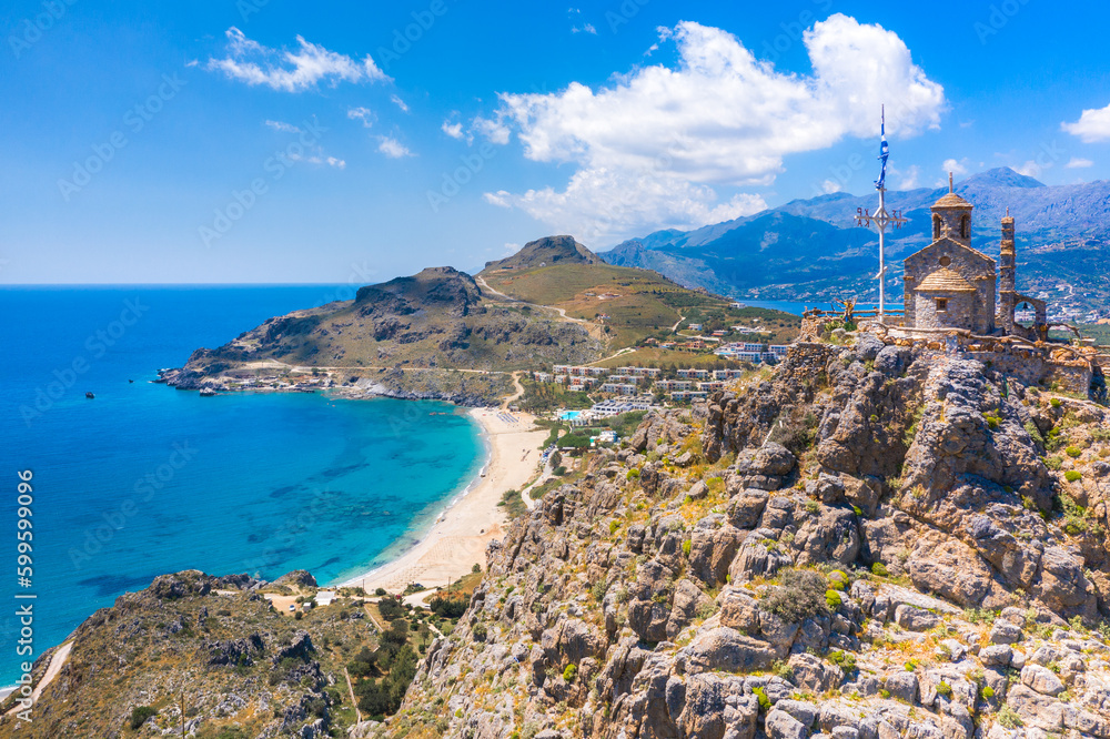 Damnoni beaches in Crete island, Greece near famous resort of Plakias