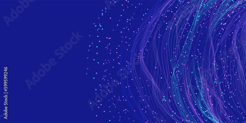 Background for a presentation on big data. Lots of dots and fibers on a blue background.
