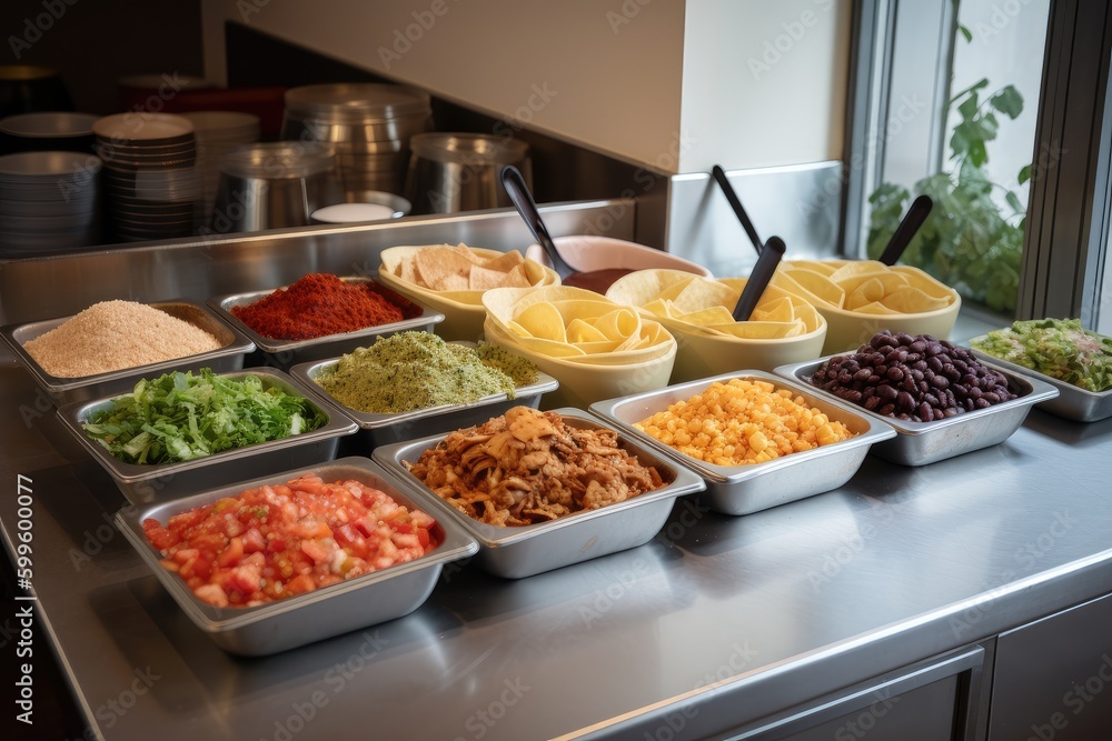 tacos bar, with variety of fillings and toppings to choose from, created with generative ai tacos bar, with variety of fillings and toppings to choose from, created with generative ai