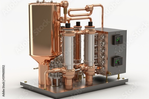 sap evaporator with copper piping and filter for clean, pure extract, created with generative ai