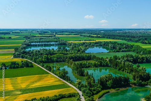 Die Sander Seen im unteren Lechtal in Schwaben im Luftbild 
