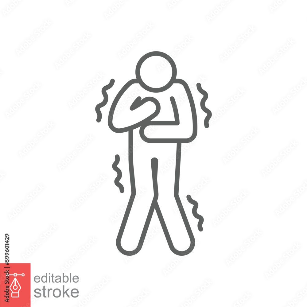 Shiver icon. Simple outline style. Unwell, ague, freeze, grippe, fever chills, ill concept. Thin line symbol. Vector symbol illustration isolated on white background. Editable stroke EPS 10. Shiver icon. Simple outline style. Unwell, ague, freeze, grippe, fever chills, ill concept. Thin line symbol. Vector symbol illustration isolated on white background. Editable stroke EPS 10.