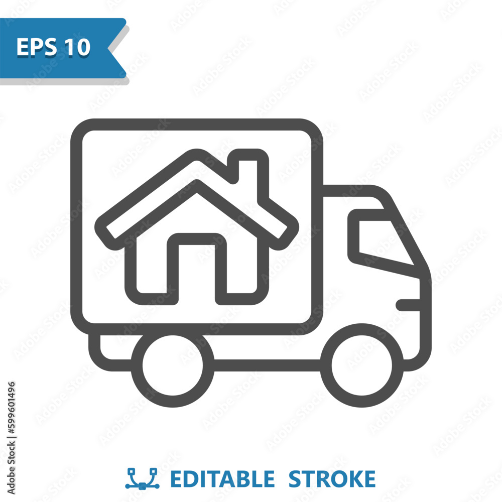 Truck Icon. Delivery Truck, Van, Vehicle, House, Home, Moving Truck Truck Icon. Delivery Truck, Van, Vehicle, House, Home, Moving Truck