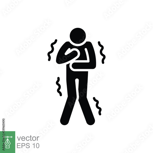 Shiver icon. Simple solid style. Unwell, ague, freeze, grippe, fever chills, ill concept. Black silhouette, glyph symbol. Vector symbol illustration isolated on white background. EPS 10.