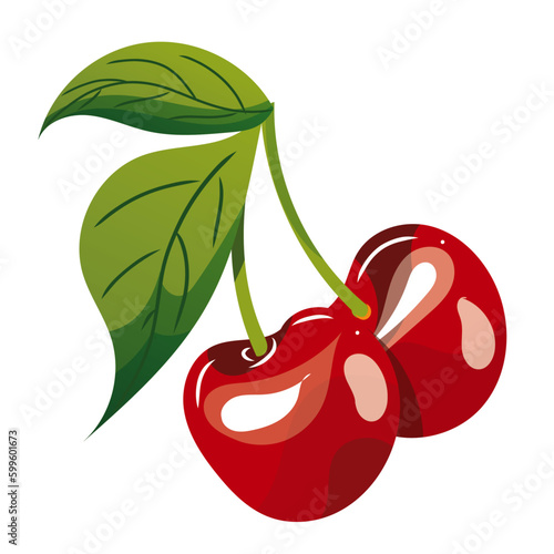 Illustration vectorielle cerise, rouge et vert