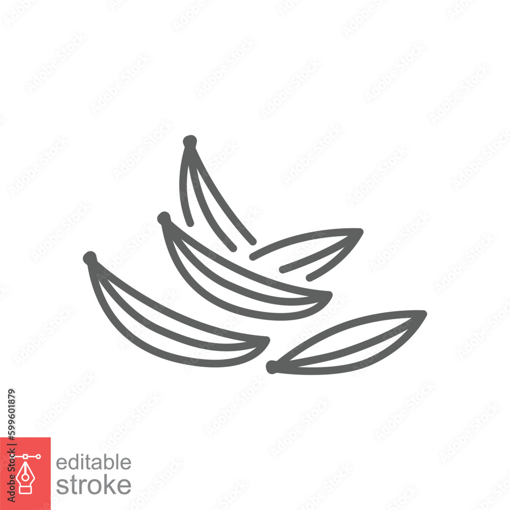 Spice cumin icon. Simple outline style. Caraway, seed, spicy taste, organic, natural concept. Thin line symbol. Vector symbol illustration isolated on white background. Editable stroke EPS 10. Spice cumin icon. Simple outline style. Caraway, seed, spicy taste, organic, natural concept. Thin line symbol. Vector symbol illustration isolated on white background. Editable stroke EPS 10.