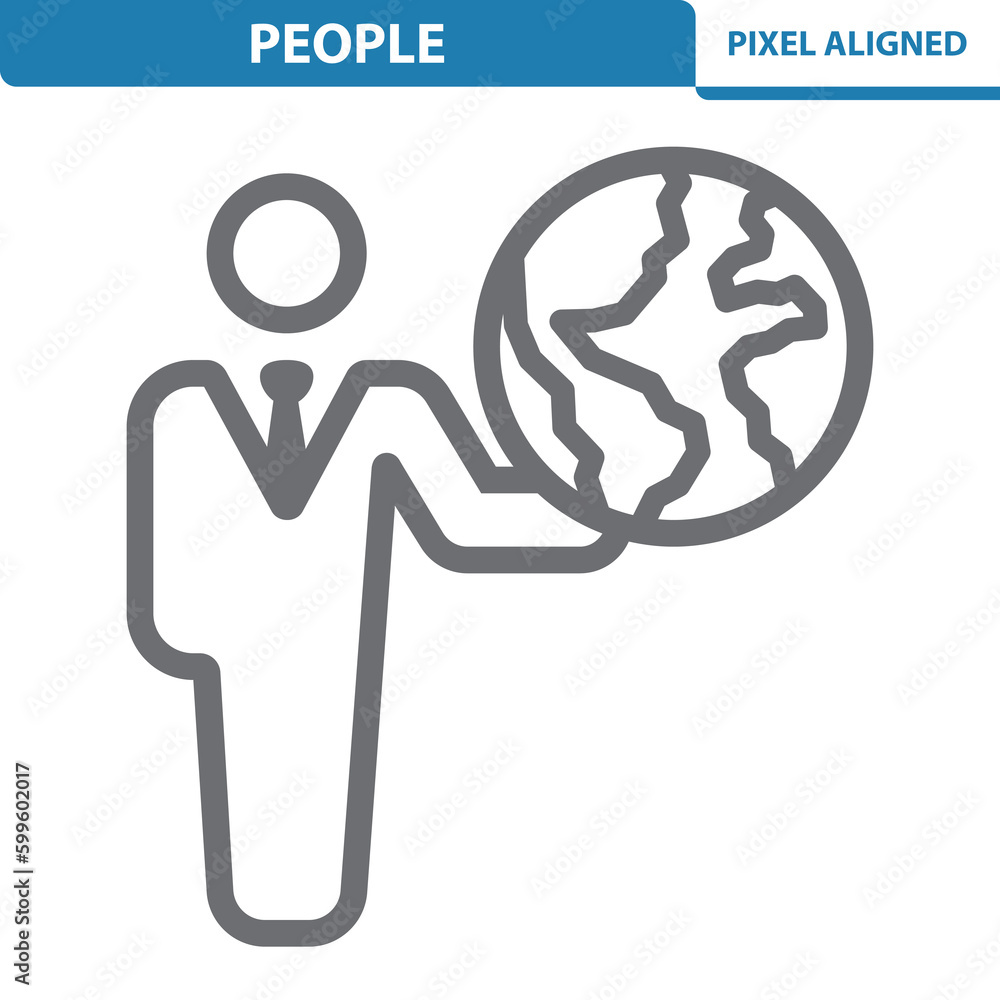 People Icon. Man, Travel Agent, Tourist, Earth, Globe, Businessman People Icon. Man, Travel Agent, Tourist, Earth, Globe, Businessman
