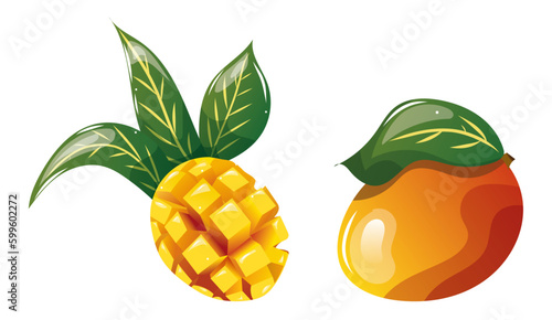 Ensemble de mangue vectoriel, fruit d'été, fond transparent