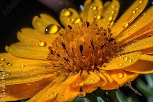macro shot of flower with pollen-covered petals, created with generative ai