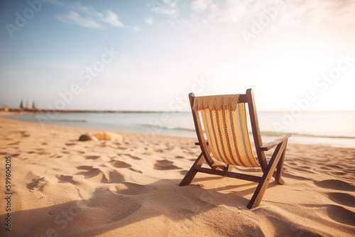 beach chair on the beach  AI Generated