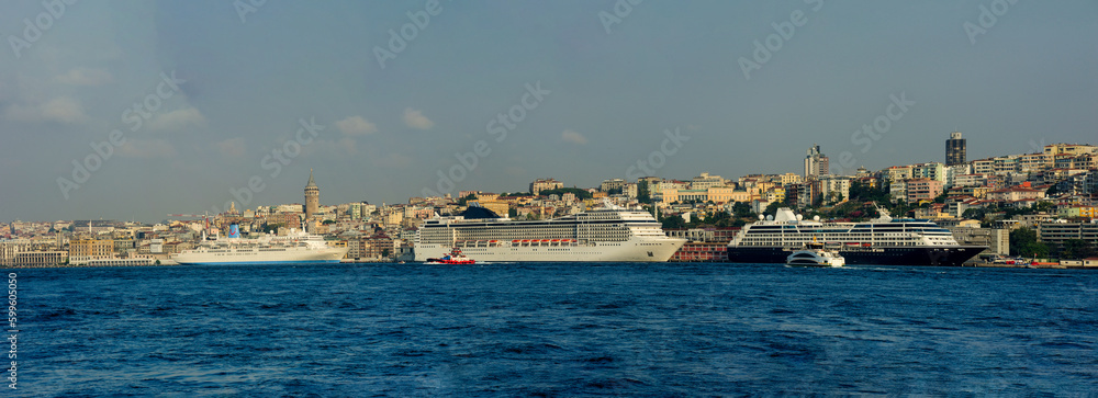 
cruise ships in istanbul cruise ships port and panaromic view of istanbul
