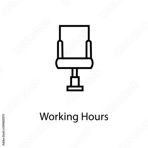 Working hours line icon. Chair by business and financial symbol.