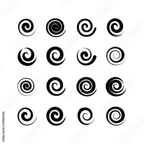 set of abstract spiral shape element vector