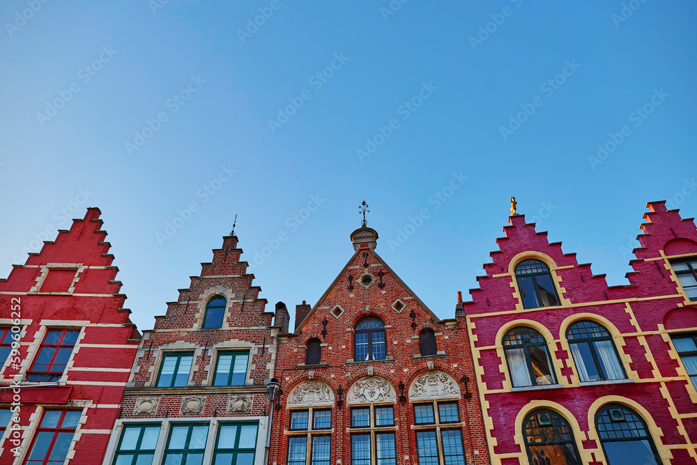 Beautiful medieval buildings on Grote Markt square in Brugge