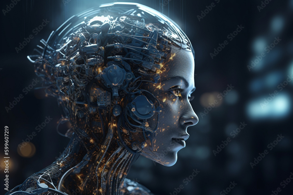 Android or robot with artificial intelligence. Generative AI Android or robot with artificial intelligence. Generative AI