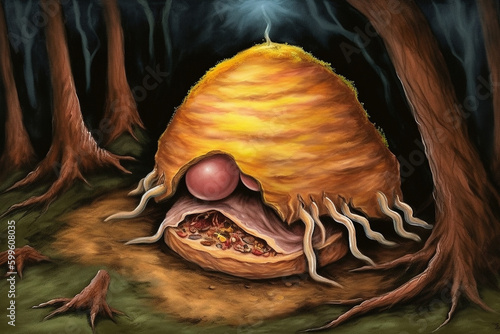 Gluttony (the seven deadly sins) - surreal painting. Conceptual illustration. Generative AI