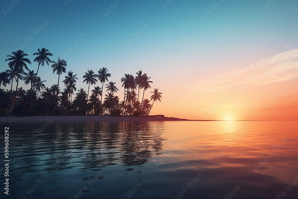 sunset on the beach, AI Generated