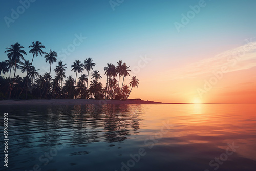 sunset on the beach, AI Generated © GHArtwork