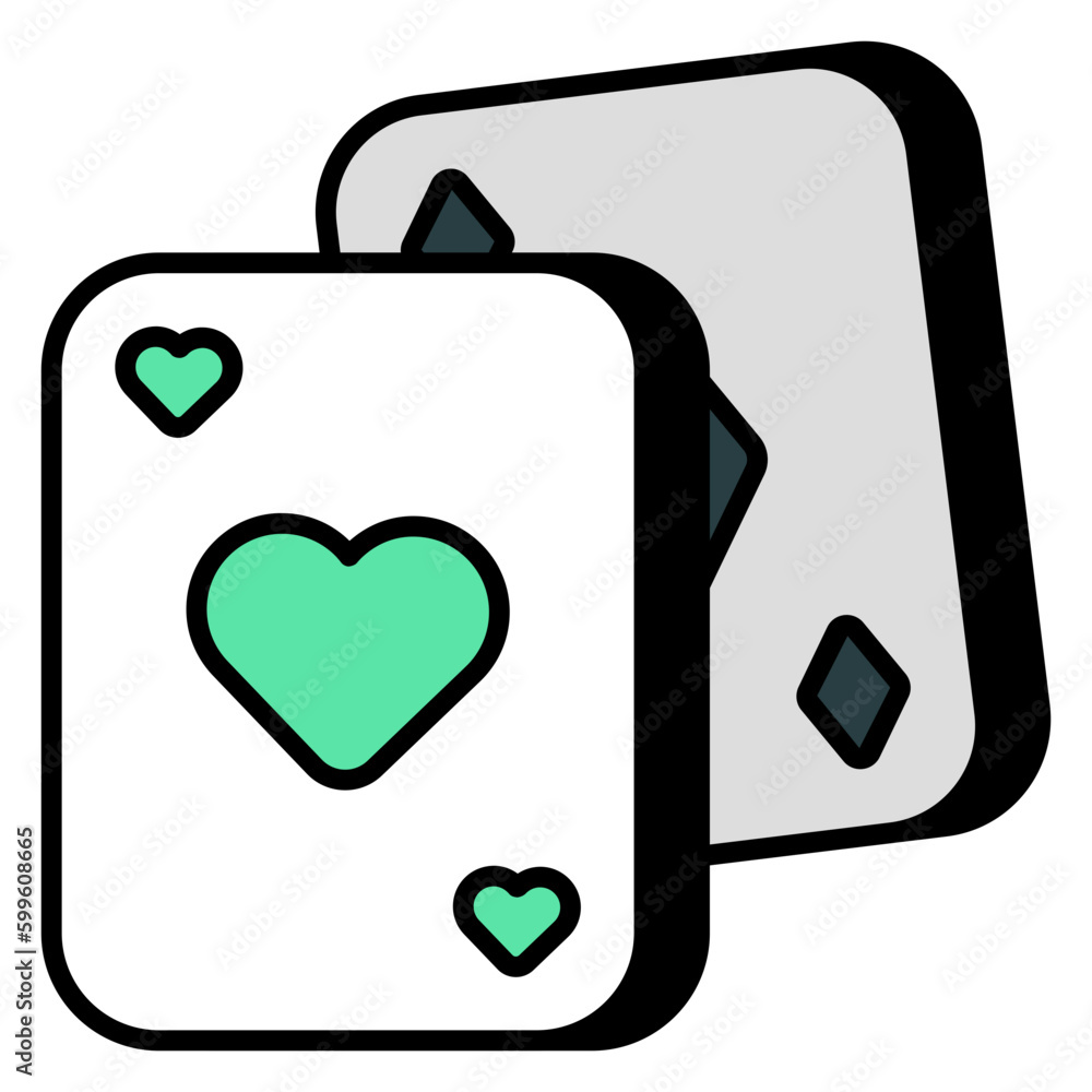 A flat design of poker cards icon A flat design of poker cards icon