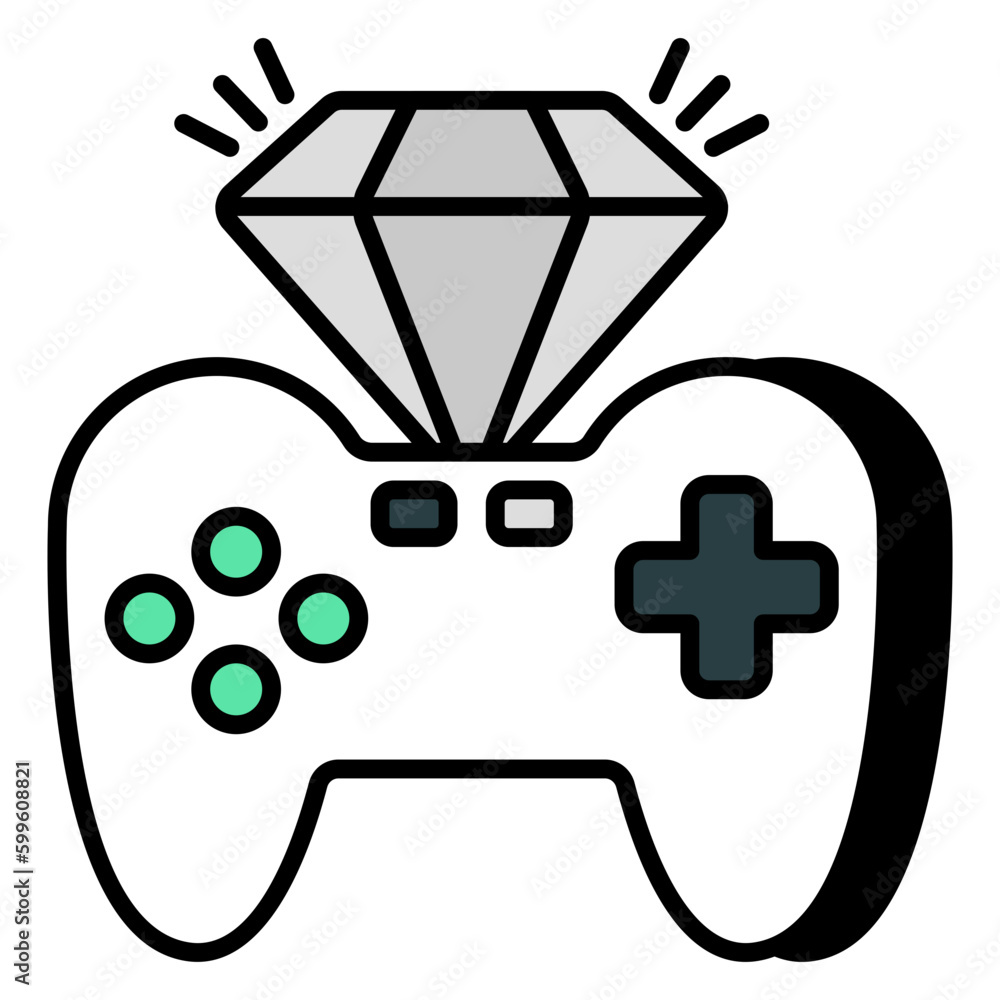 Conceptual flat design icon of premium game Conceptual flat design icon of premium game