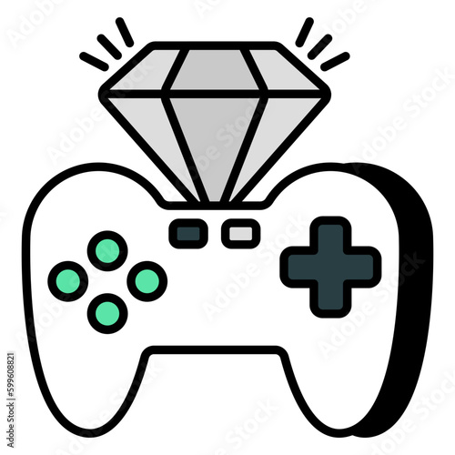 Conceptual flat design icon of premium game 
