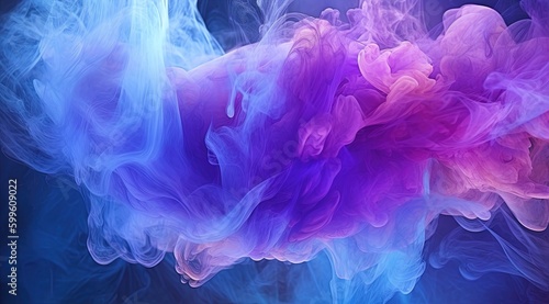 Swirl of light and smoke, blue and purple smooth motion  of flow. Generative Ai. © Caphira Lescante
