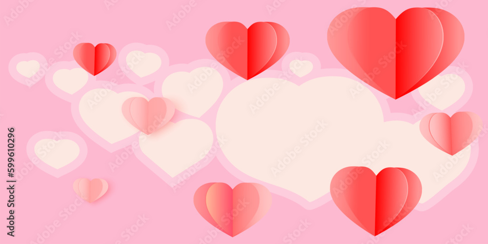 Heart Valentine's Day, Creative paper cut heart decorated background
