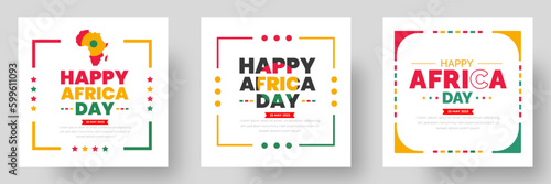 happy Africa day social media post banner design template set. happy Africa day background or banner design Template.