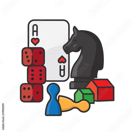 Board game parts and pieces isolated vector illustration for Table Top Day on June 1st