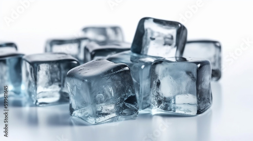 Ice cubes isolated on white background Ai generated image