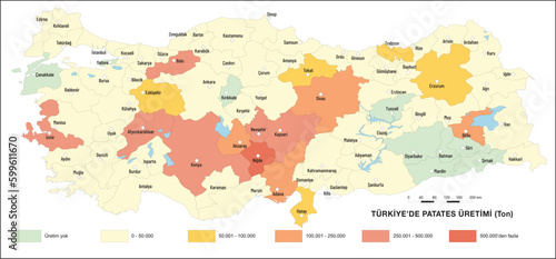 Turkey Potato Production Map, Geography Lesson, Potato in Turkey, Potato, Turkey Map, map, geography
