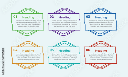 Vector colorful business 6 steps infographic elements design. Modern simple infographic design template. business infographic design