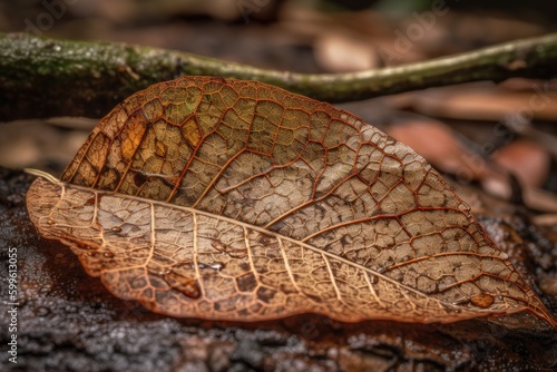 Wallpaper Mural a fallen leaf, with intricate details and textures visible, created with generative ai Torontodigital.ca