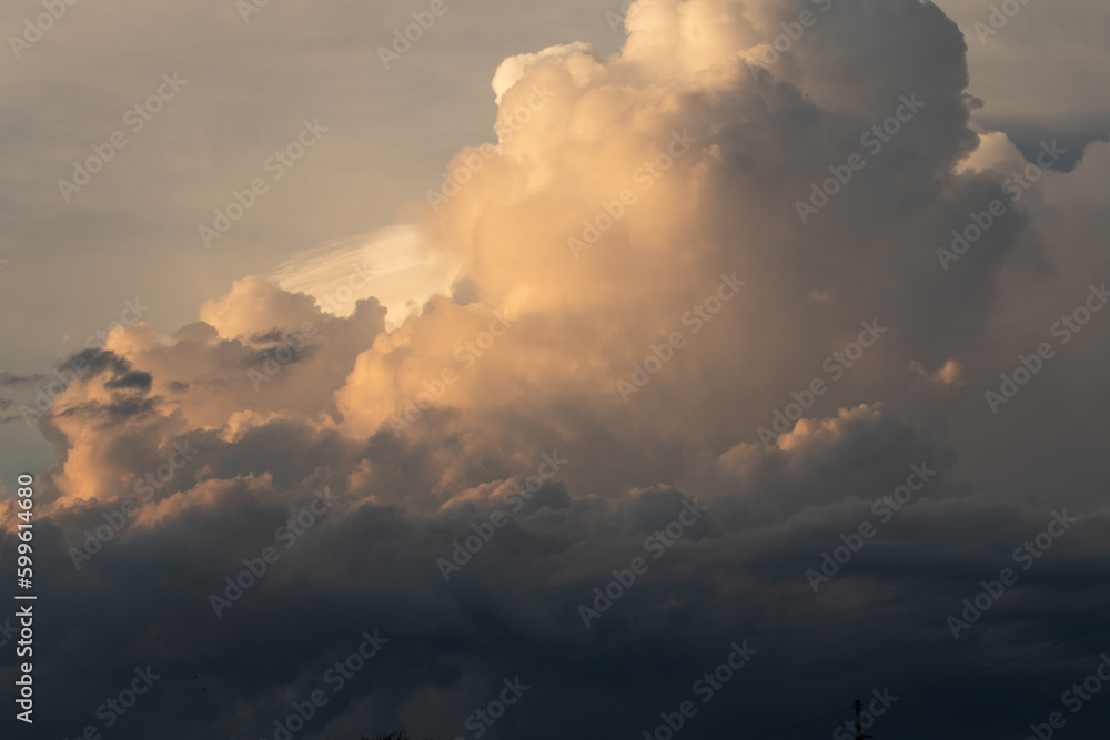 Puffy dramatic stormy cumulus clouds