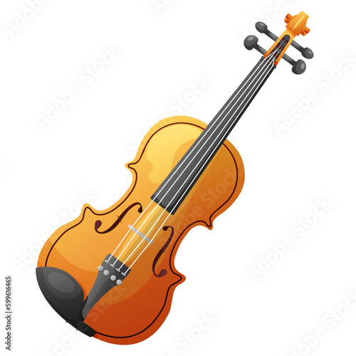 Classical wooden violin or viola. Musical instrument. Vector illustration for design.