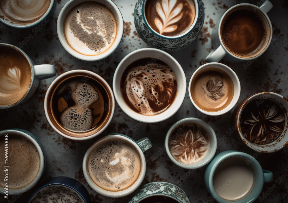 Stylish Coffee Art in a Cup. Breakfast Time with a Cappuccino, Espresso or Latte - Generative Ai Stylish Coffee Art in a Cup. Breakfast Time with a Cappuccino, Espresso or Latte - Generative Ai