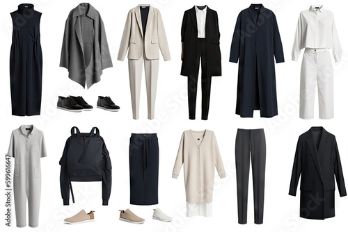 minimalist wardrobe with a mix of simple and stylish pieces for any occasion, created with generative ai