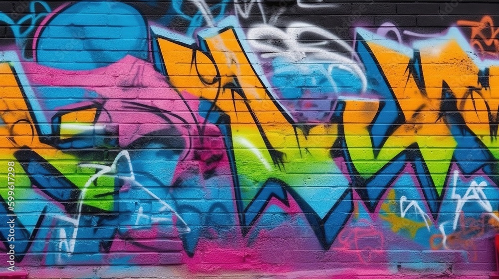 graffiti on the wall. Generative AI graffiti on the wall. Generative AI