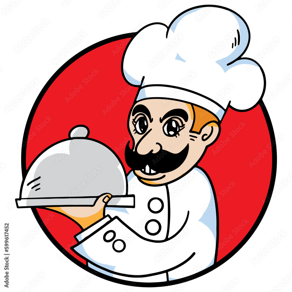 The Chef cartoon style for food concept The Chef cartoon style for food concept
