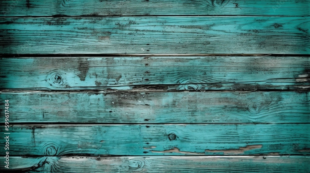 Turquoise wooden planks background. Generative AI Turquoise wooden planks background. Generative AI
