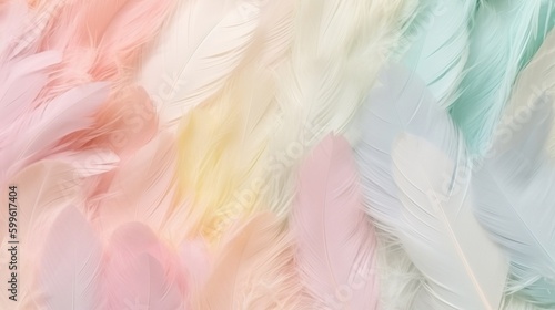 pastel colour feather abstract background. Generative AI