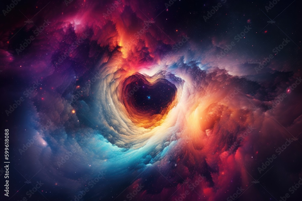 heart, surrounded by swirling nebula of brilliant colors, created with generative ai heart, surrounded by swirling nebula of brilliant colors, created with generative ai