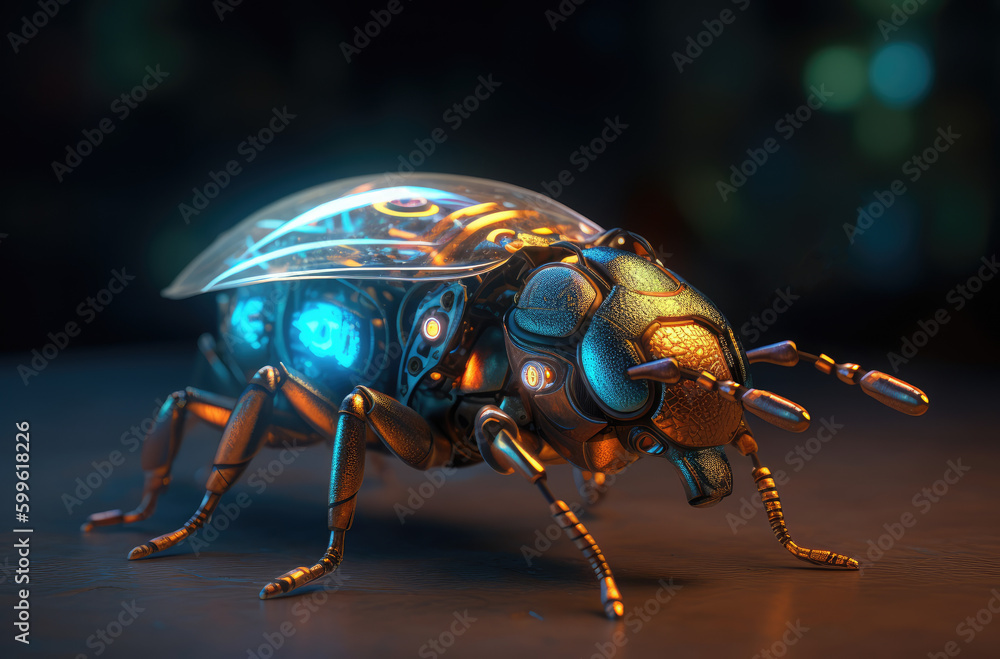 illustration of a beetle. Generative AI image. illustration of a beetle. Generative AI image.