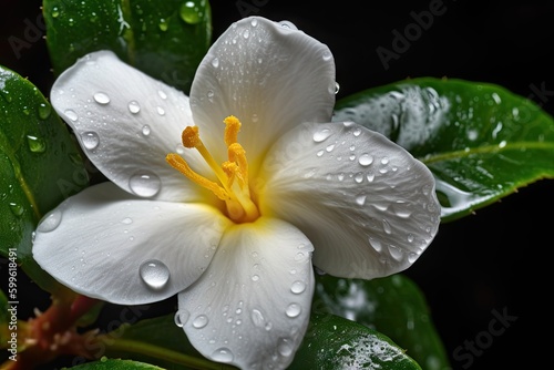 close-up of gardenia blossom, with pollen and nectar visible, created with generative ai