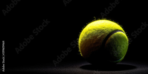Close-up of tennis ball in darkness, Generative AI © Aleksandr Bryliaev